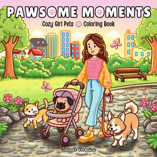 Pawsome Moments: Cozy Girl Pets Coloring Book with Cute Cats and Dogs