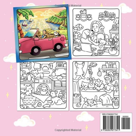 Pawsome Moments: Cozy Girl Pets Coloring Book with Cute Cats and Dogs